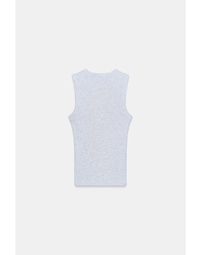 자라 자라 골지 라운드넥 민소매 탑 4424/300/803 GREY MARL 그레이 착용컷