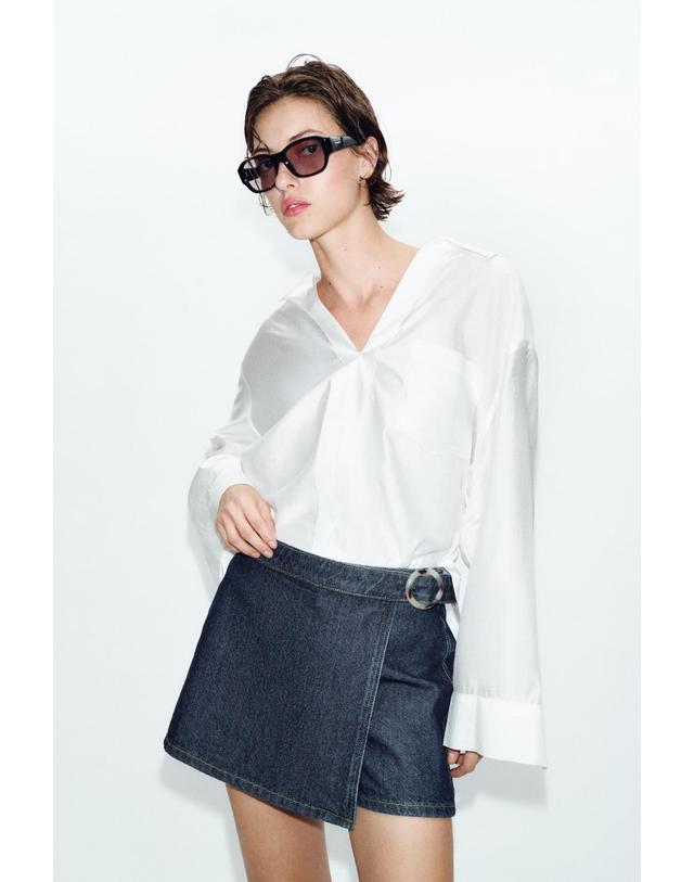 자라 자라 버클 히든지퍼 데님 스커트 팬츠 8228/039/407 BLUE 네이비 착용컷