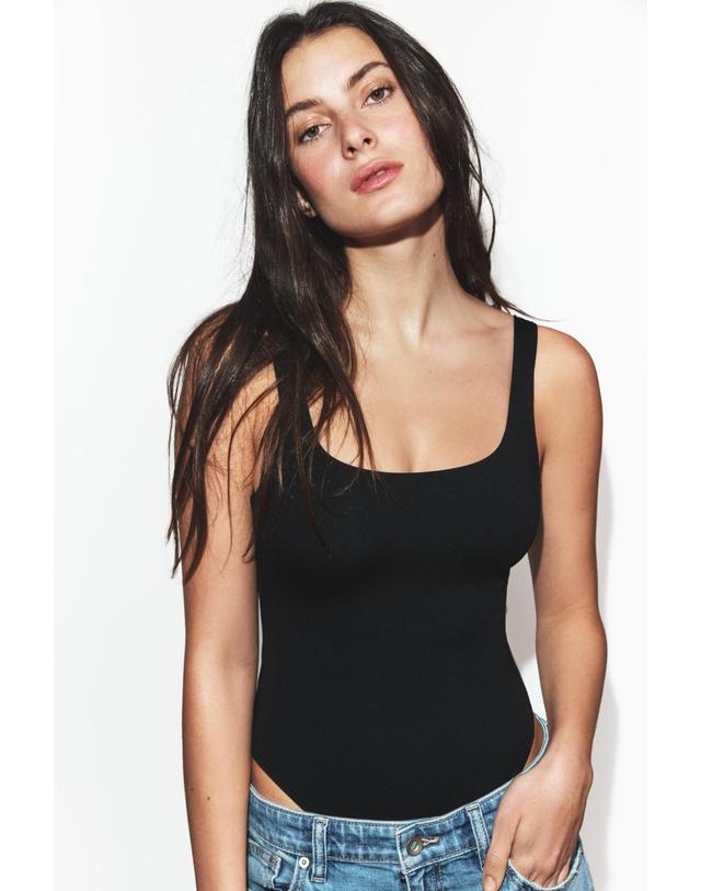 자라 자라 스트레치 스퀘어넥 바디수트 5039/373/800 BLACK 블랙 착용컷