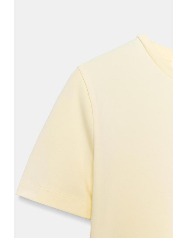 자라 자라 코튼 혼방 크롭 라운드넥 반팔 티셔츠 2335/299/306 LIGHT YELLOW 아이보리 착용컷