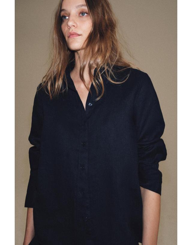 자라 자라 프리미엄 린넨 네이비 긴팔 셔츠 4786/030/401 NAVY BLUE 착용컷