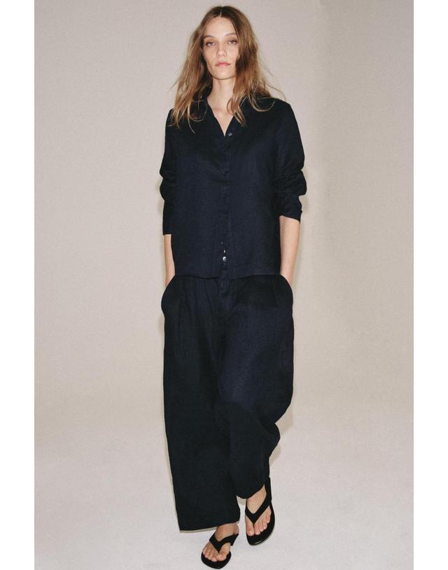 자라 자라 프리미엄 린넨 네이비 긴팔 셔츠 4786/030/401 NAVY BLUE 착용컷