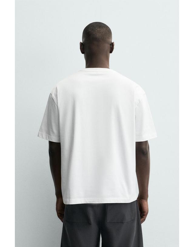 자라 자라 릴랙스핏 코튼 텍스처 반팔 티셔츠 화이트 1887/410/250 WHITE 착용컷
