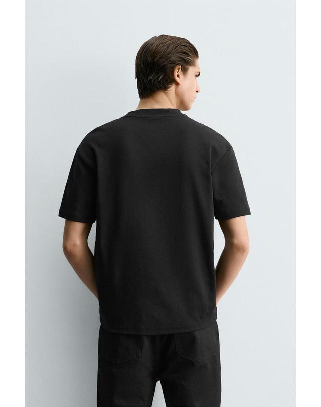자라 자라 베이직 릴렉스핏 인터록 반팔 티셔츠 블랙 5584/471/800 BLACK 착용컷