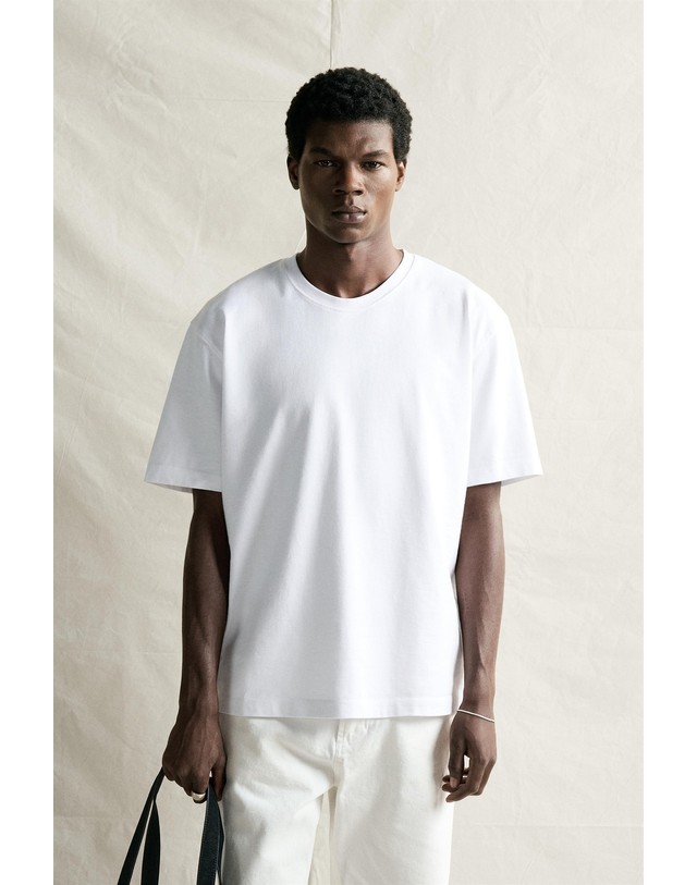 자라 자라 헤비 코튼 레귤러핏 반팔 티셔츠 0761/323/250 WHITE 화이트 착용컷