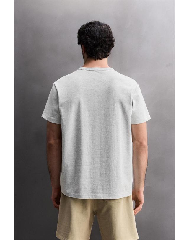 자라 자라 헤비 코튼 릴랙스핏 반팔 티셔츠 8054/326/803 GREY MARL 그레이 착용컷