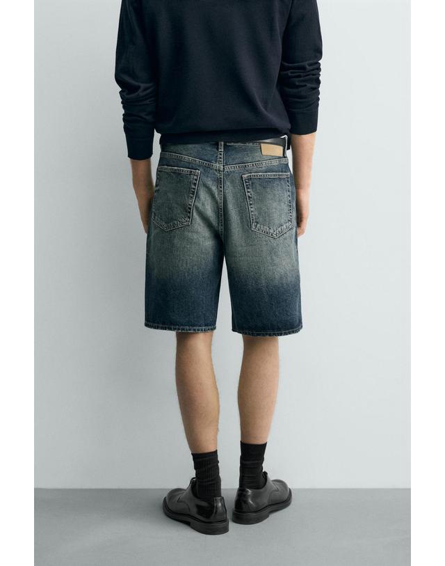 자라 자라 빈티지 데님 스트레이트핏 버뮤다 쇼츠 8062/408/445 BLUE / GREEN 블루 착용컷