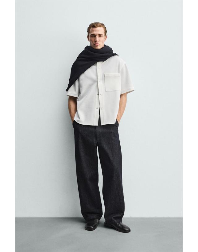 자라 자라 컴포트 논아이론 반팔 오버셔츠 7484/893/251 OYSTER-WHITE 화이트 착용컷
