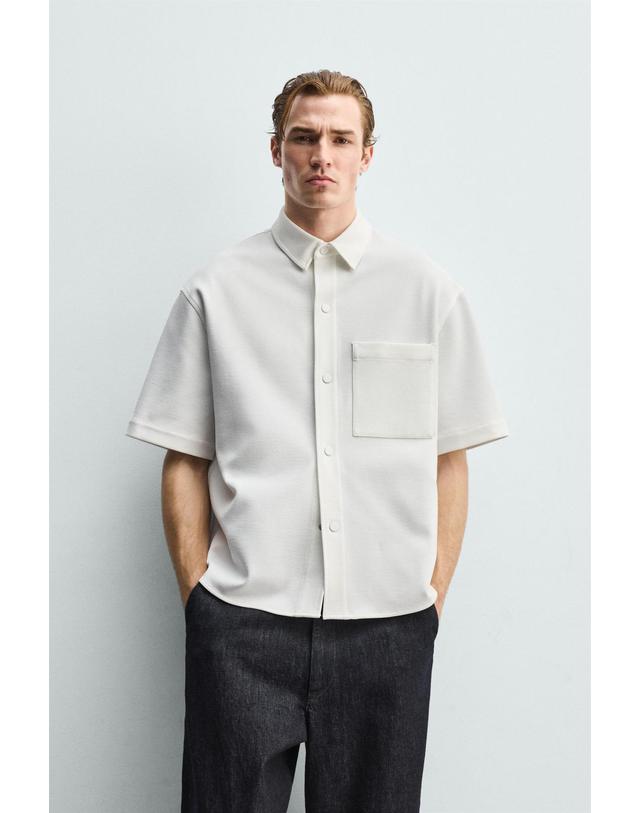 자라 자라 컴포트 논아이론 반팔 오버셔츠 7484/893/251 OYSTER-WHITE 화이트 착용컷