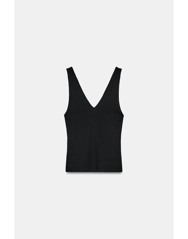 자라 자라 베이직 브이넥 골지 니트 탑 3253/336/800 BLACK 화이트 착용컷