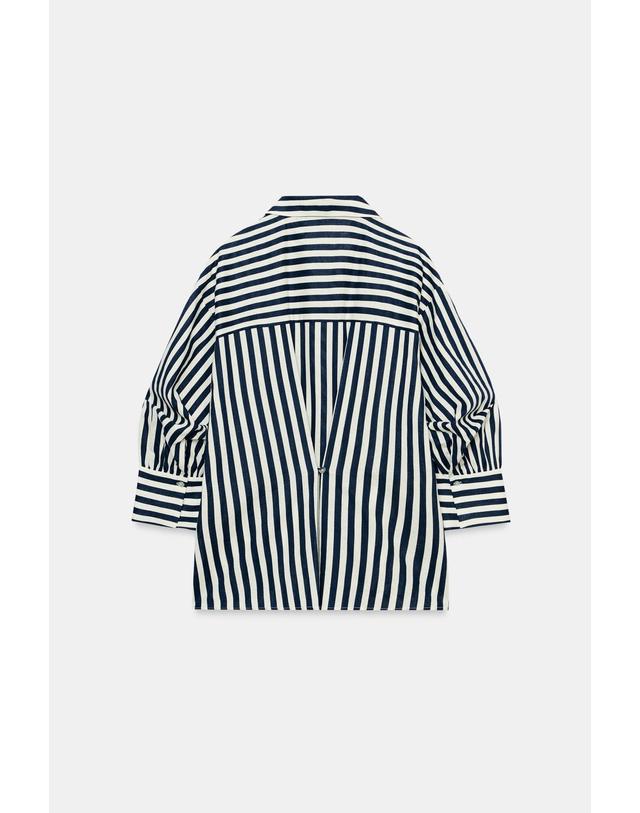자라 자라 스트라이프 리넨 블렌드 셔츠 3293/058/044 BLUE/WHITE 멀티컬러 착용컷