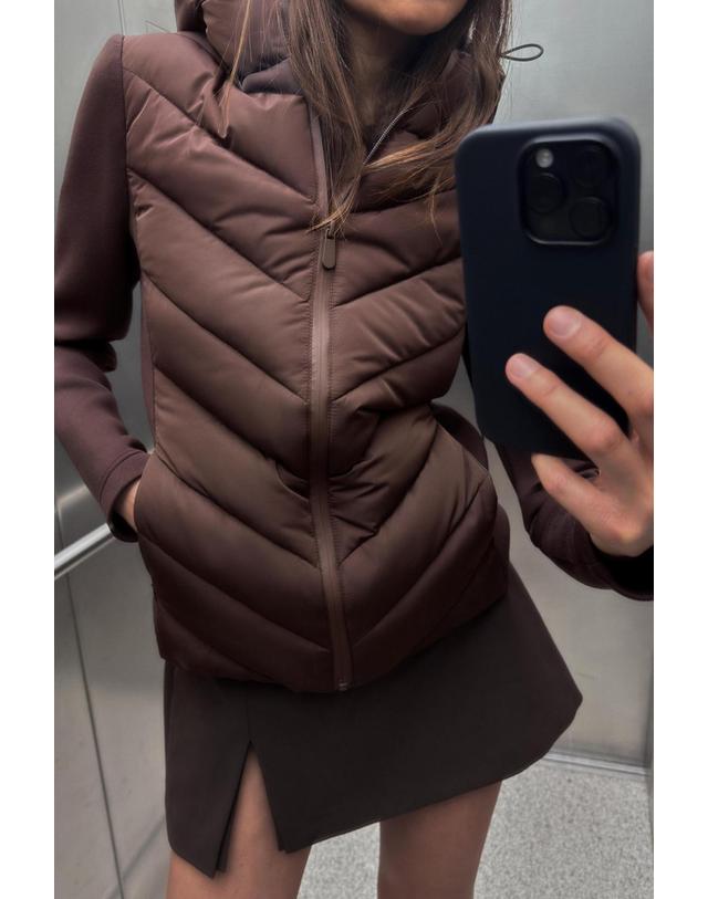 자라 자라 테크니컬 배색 패딩 하이넥 재킷 8073/523/700 BROWN 브라운 착용컷
