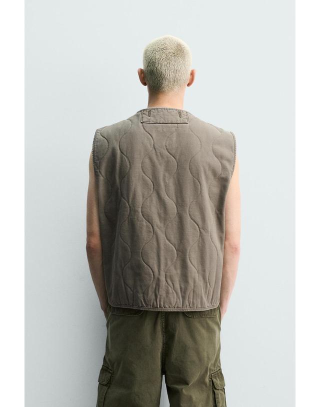 자라 자라 워시드 스티칭 베스트 0122/331/505 KHAKI 베이지 착용컷