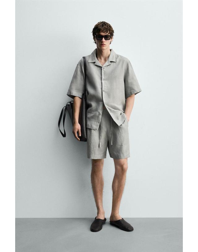 자라 자라 릴렉스핏 린넨 버뮤다 반바지 5070/903/811 LIGHT GREY 그레이 착용컷