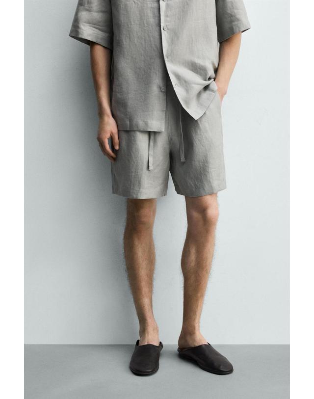 자라 자라 릴렉스핏 린넨 버뮤다 반바지 5070/903/811 LIGHT GREY 그레이 착용컷