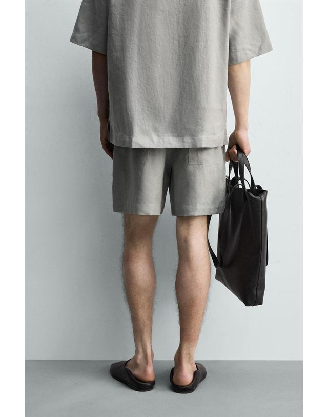 자라 자라 릴렉스핏 린넨 버뮤다 반바지 5070/903/811 LIGHT GREY 그레이 착용컷