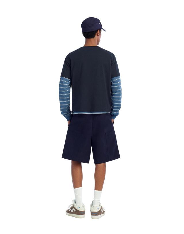 자라 자라 크롭 라운드넥 슬로건 반팔 티셔츠 4090/037/401 NAVY BLUE 네이비 착용컷