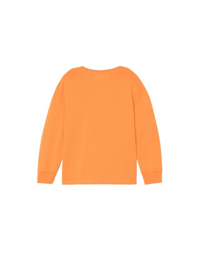 자라 자라 크롭 헨리넥 긴팔 티셔츠 4087/031/615 ORANGE 오렌지 착용컷