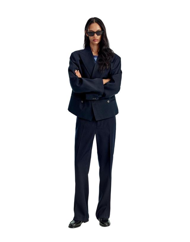 자라 자라 핀스트라이프 플레어핏 정장 팬츠 1011/749/401 NAVY BLUE 네이비 착용컷