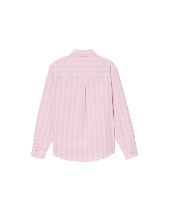 자라 자라 코튼 린넨 체크 릴렉스핏 긴팔 셔츠 4706/214/621 PASTEL PINK 핑크 착용컷