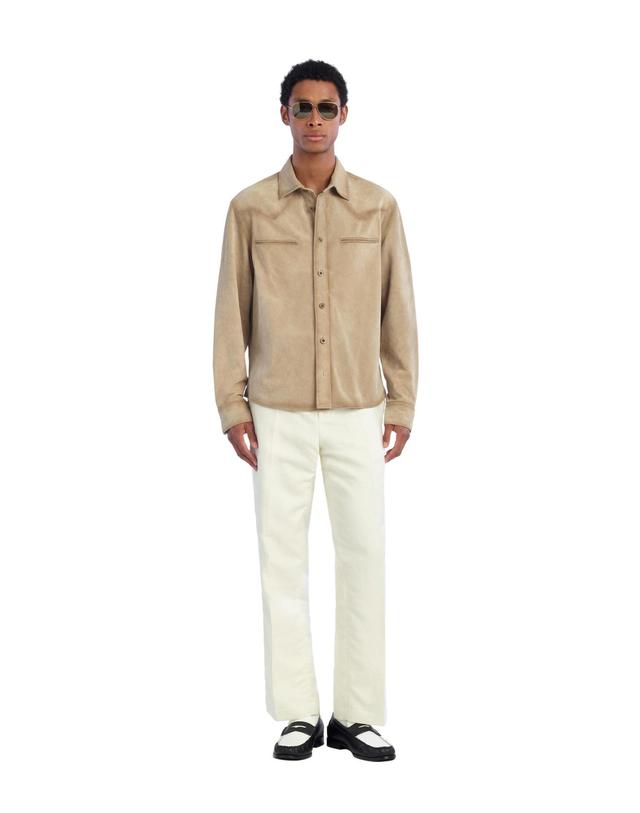 자라 자라 레귤러핏 스웨이드 레더 오버셔츠 2521/404/737 BROWN / TAUPE 베이지 착용컷