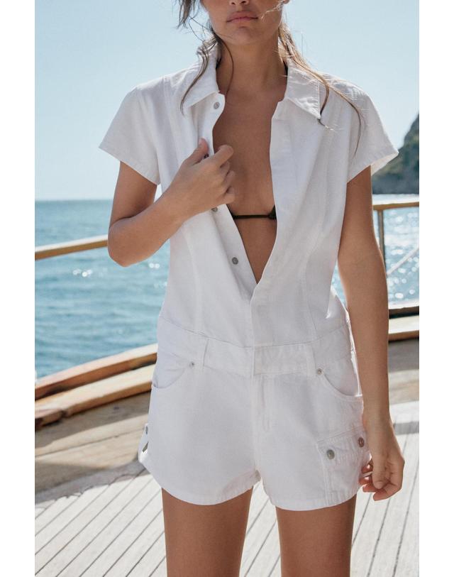 자라 자라 포켓 디테일 반팔 점프수트 0699/080/250 WHITE 화이트 착용컷