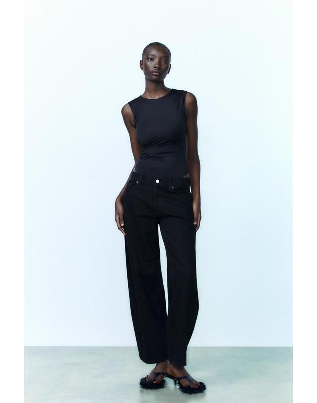 자라 자라 미니멀 슬리브리스 폴리아마이드 셔링 바디수트 5039/395/800 BLACK 블랙 착용컷