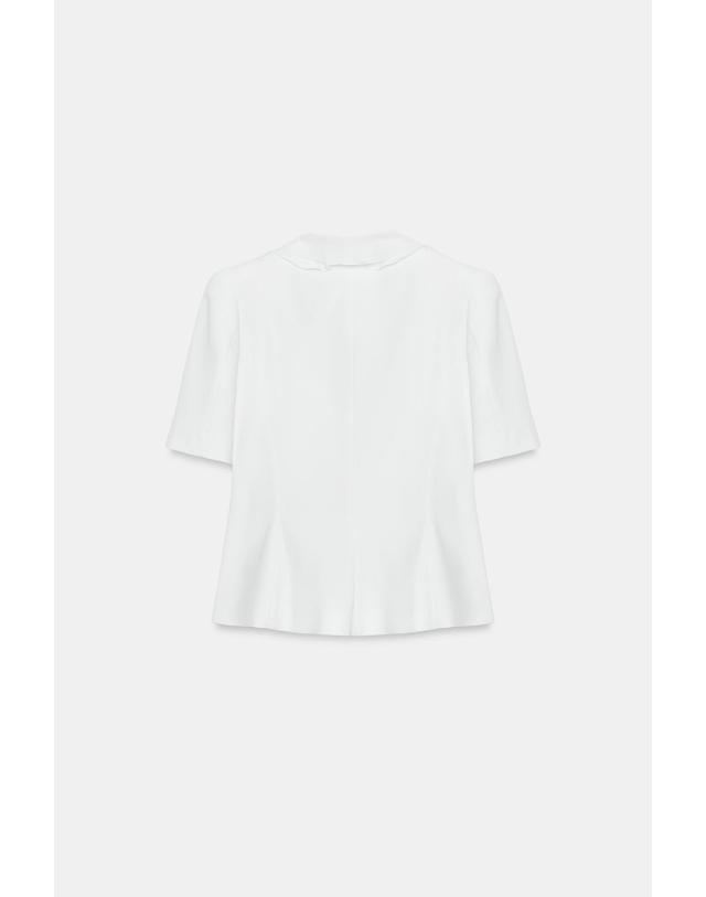 자라 자라 러플 숄더패드 반팔 블레이저 2911/353/251 OYSTER-WHITE 화이트 착용컷
