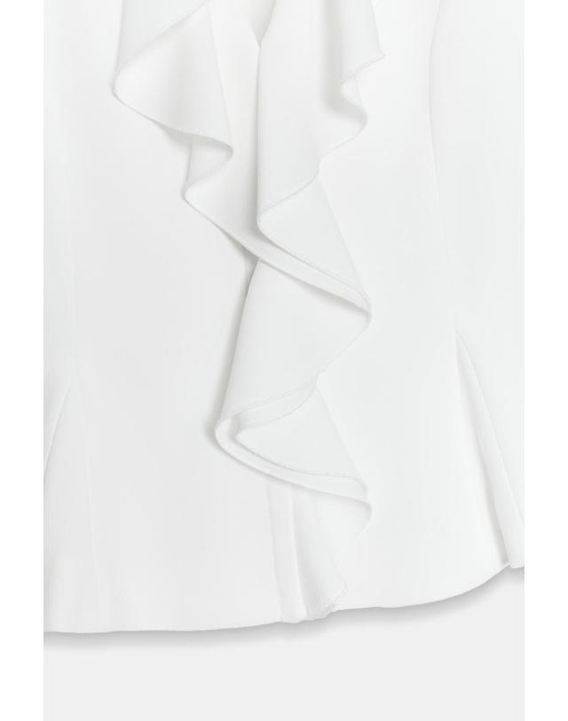 자라 자라 러플 숄더패드 반팔 블레이저 2911/353/251 OYSTER-WHITE 화이트 착용컷