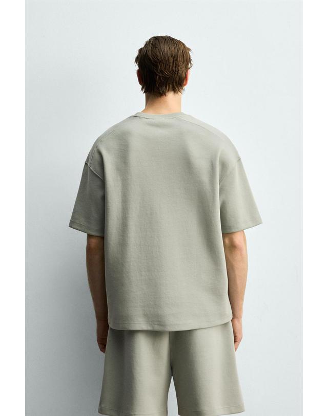 자라 자라 릴렉스핏 인터록 반팔 티셔츠 0761/490/519 WASHED GREEN 카키 착용컷