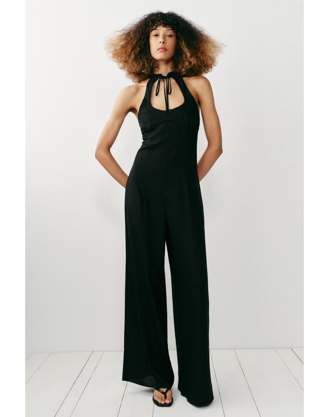 자라 자라 린넨 레이스 트림 홀터넥 점프수트 2646/712/800 BLACK 블랙 착용컷