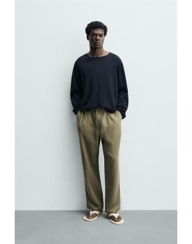 자라 자라 릴렉스핏 드로스트링 라이오셀 팬츠 8574/310/515 OLIVE GREEN 카키 착용컷