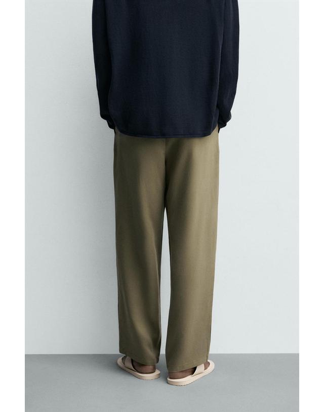 자라 자라 릴렉스핏 드로스트링 라이오셀 팬츠 8574/310/515 OLIVE GREEN 카키 착용컷