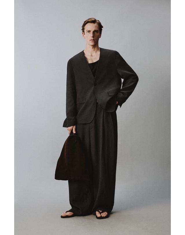 자라 자라 린넨 혼방 칼라리스 수트 블레이저 0706/864/807 ANTHRACITE GREY 그레이 착용컷