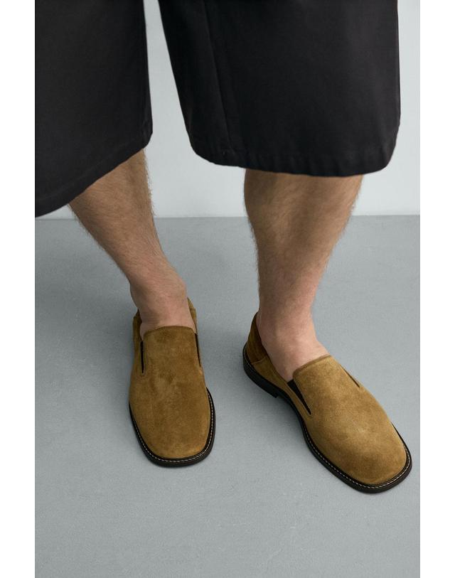 자라 자라 스웨이드 스퀘어토 레더 로퍼 2691/820/102 BEIGE 베이지 착용컷