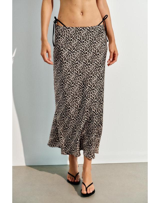 자라 자라 새틴 애니멀 프린트 미디 스커트 8338/537/042 LEOPARD 멀티컬러 착용컷