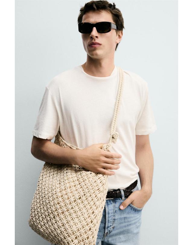 자라 자라 마크라메 우븐 코튼 숄더백 3349/820/107 SAND BROWN 베이지 착용컷