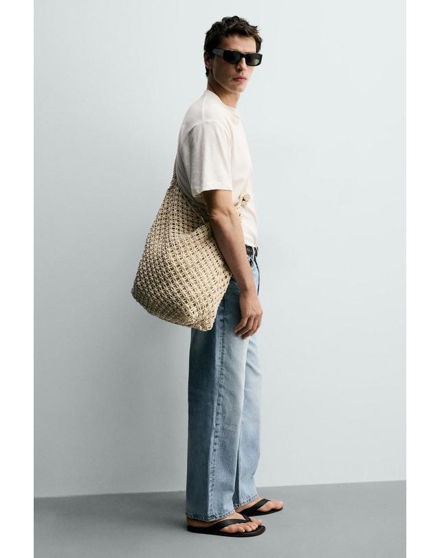 자라 자라 마크라메 우븐 코튼 숄더백 3349/820/107 SAND BROWN 베이지 착용컷