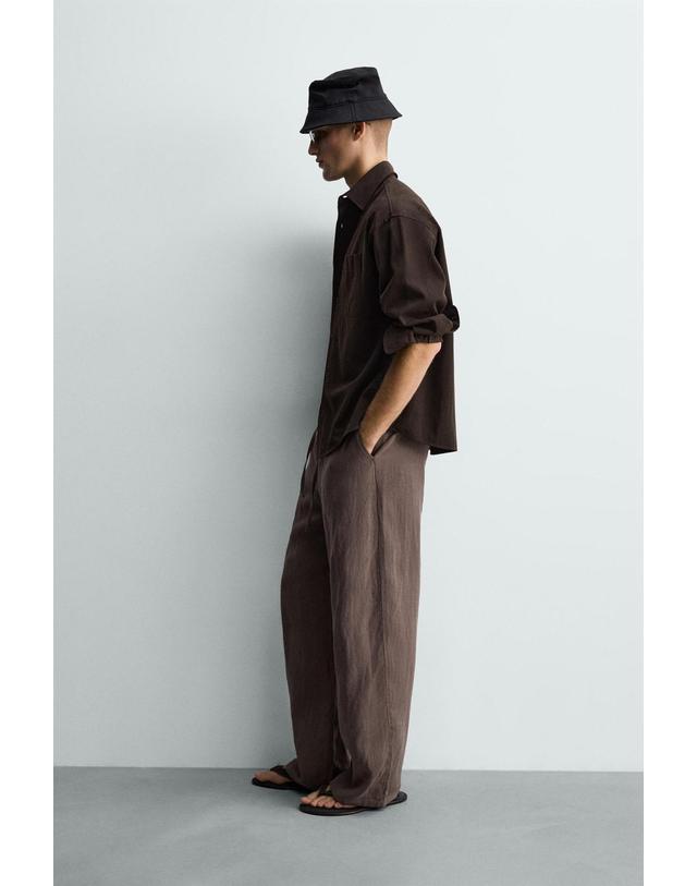 자라 자라 100% 린넨 릴렉스핏 팬츠 2634/325/737 BROWN / TAUPE 초콜릿 착용컷