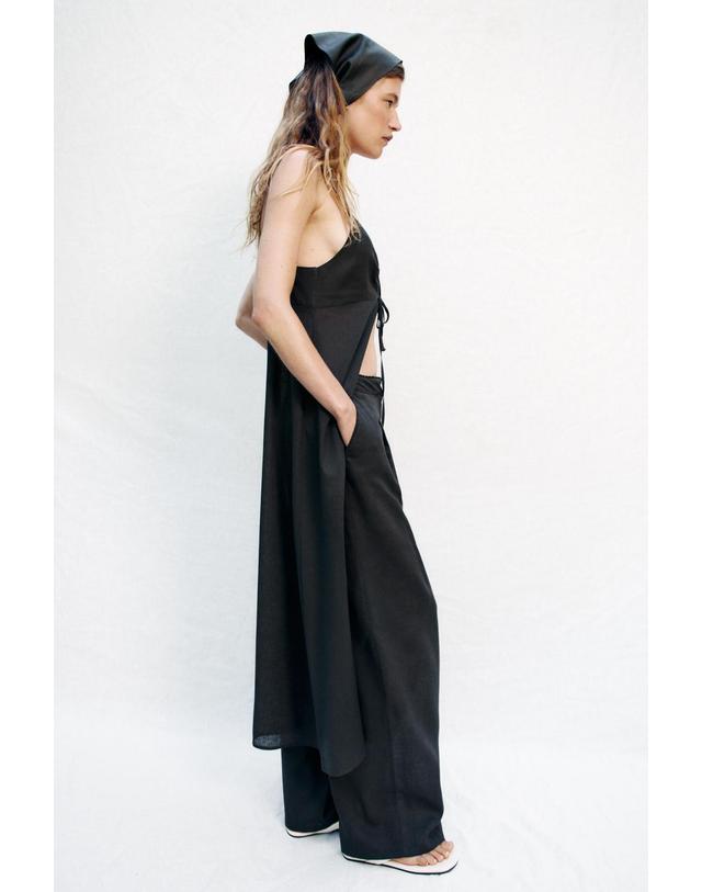 자라 자라 레이스 린넨 혼방 스트레이트 팬츠 3666/098/807 ANTHRACITE GREY 그레이 착용컷