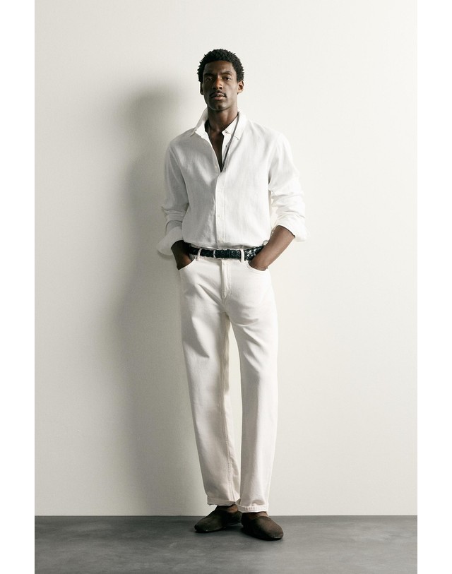 자라 자라 레귤러핏 100% 린넨 긴팔 셔츠 1957/102/250 WHITE 화이트 착용컷