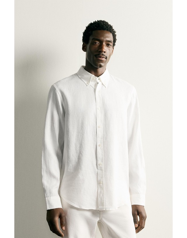 자라 자라 레귤러핏 100% 린넨 긴팔 셔츠 1957/102/250 WHITE 화이트 착용컷