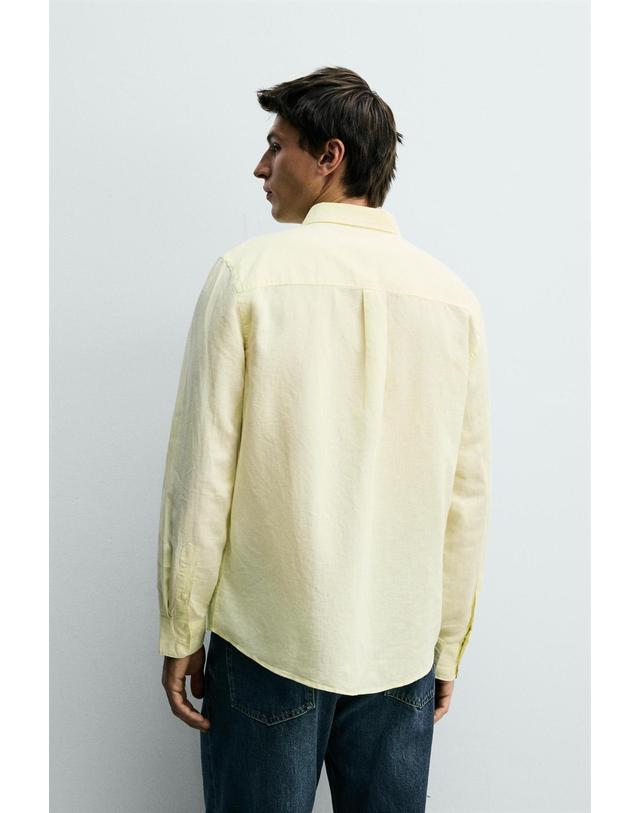 자라 자라 레귤러핏 린넨 코튼 긴팔 셔츠 1063/411/300 YELLOW 노랑 착용컷