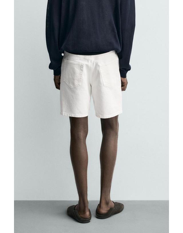 자라 자라 레귤러핏 워싱 데님 버뮤다 반바지 0774/400/251 OYSTER-WHITE 화이트 착용컷