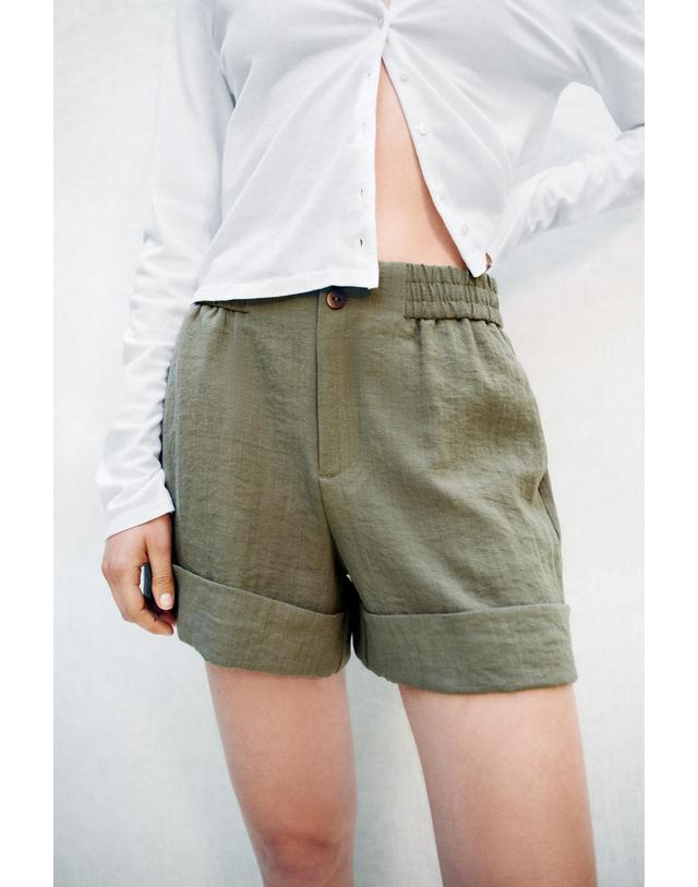 자라 자라 하이웨이스트 턴업 버뮤다 반바지 9929/024/533 MID KHAKI 카키 착용컷