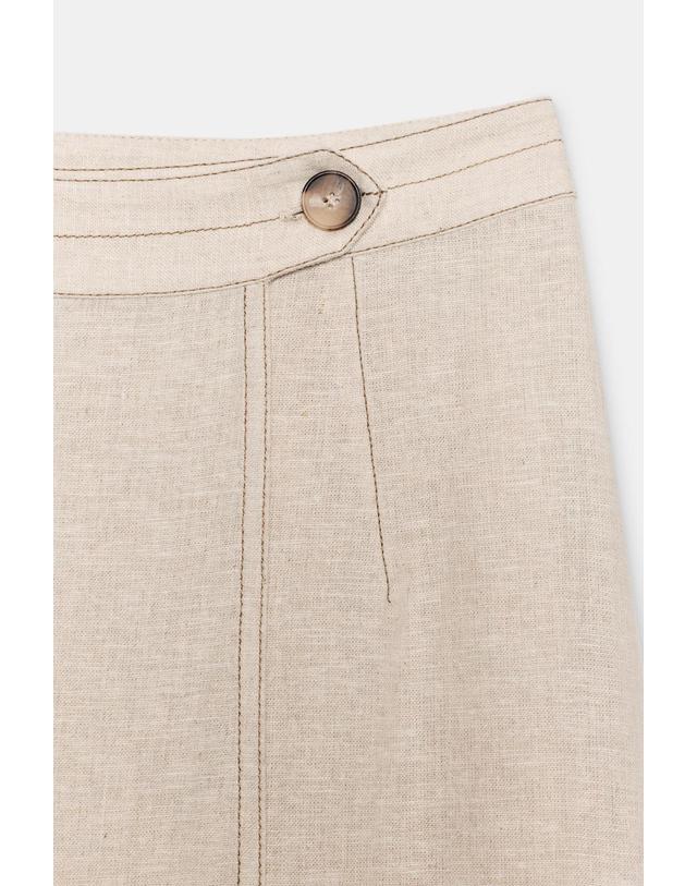 자라 자라 린넨 블렌드 랩 미디 스커트 7027/793/052 LIGHT BEIGE 베이지 착용컷