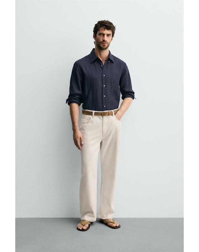 자라 자라 스트레이트핏 데님 팬츠 0840/305/251 OYSTER-WHITE 아이보리 착용컷