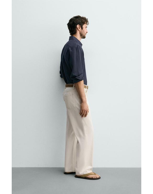 자라 자라 스트레이트핏 데님 팬츠 0840/305/251 OYSTER-WHITE 아이보리 착용컷