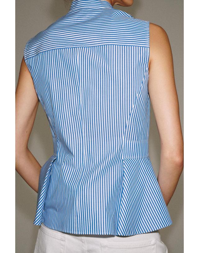자라 자라 스트라이프 페플럼 민소매 셔츠 1232/775/044 BLUE/WHITE 멀티컬러 착용컷