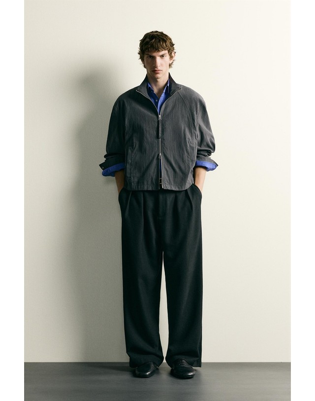 자라 자라 라이오셀 혼방 크롭 집업 자켓 8281/120/807 ANTHRACITE GREY 그레이 착용컷